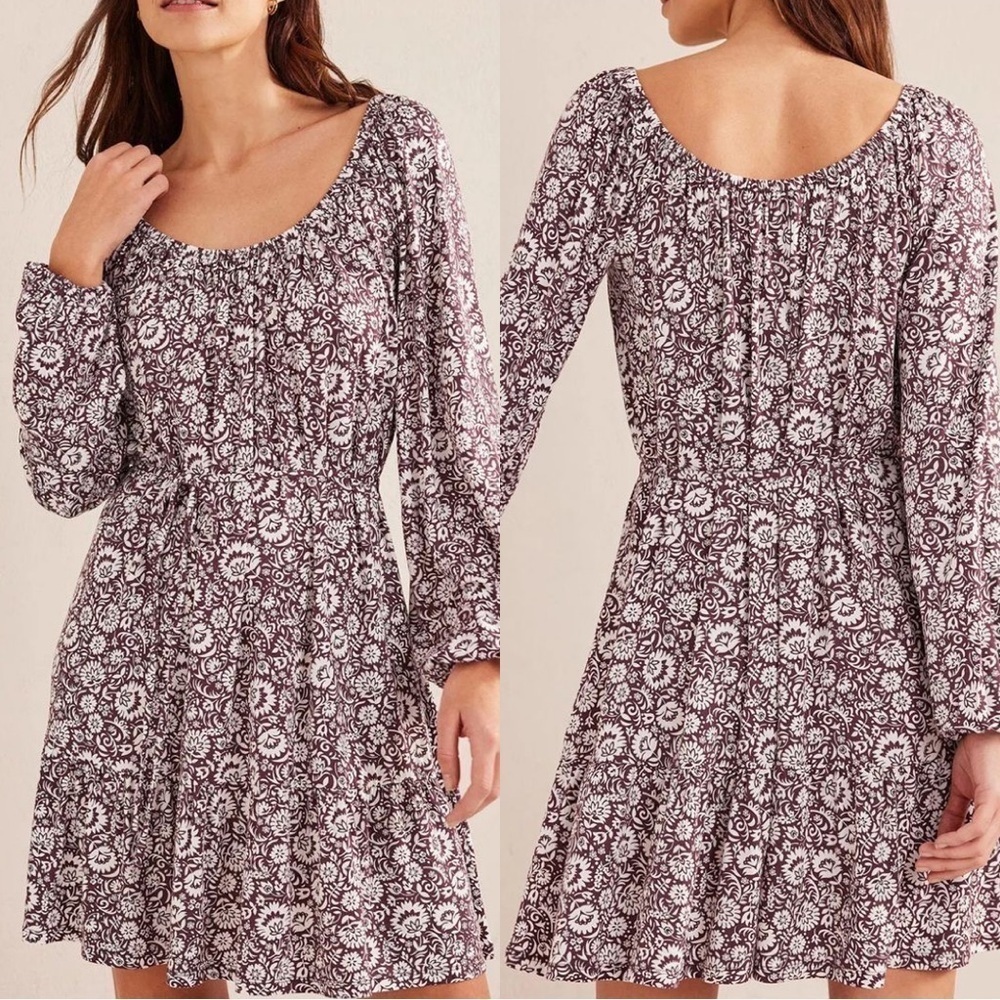 NWT BODEN Purple Scoop Tiered Jersey Dress Size: 4R